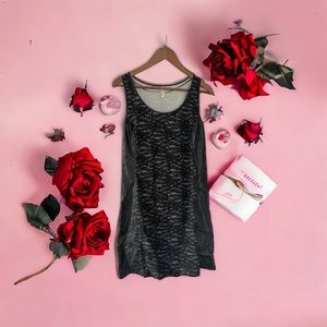 Pieces Kensie black leather and lace look sleeveless dress